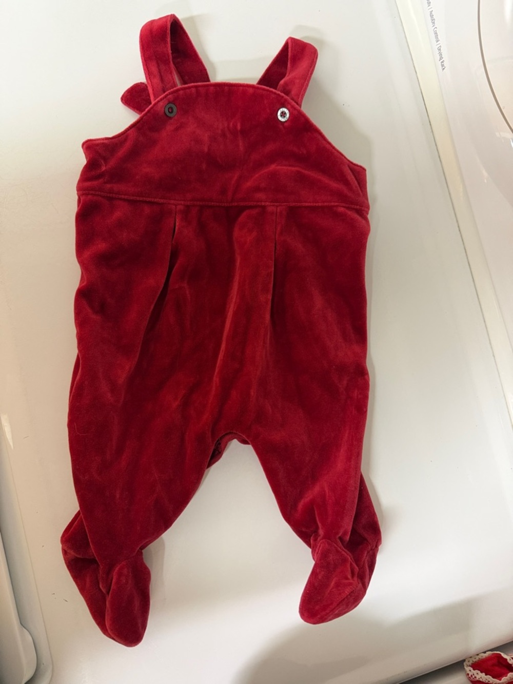 Ralph Lauren Deep Red Velvet Footed One-Piece